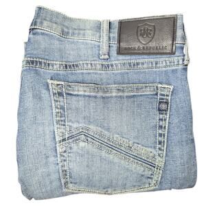 Rock & Republic Jeans Mens 38x32 Blue Relaxed Straight Leg Denim R510535 40x30